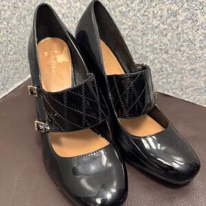 Calvin Klein size 11 Carlena Monk Strap Mary Jane Pumps Shiny Black Patent